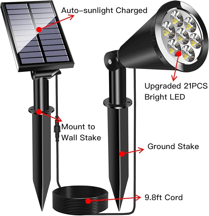 4-Pack Solar Spotlights, Waterproof Yard LED