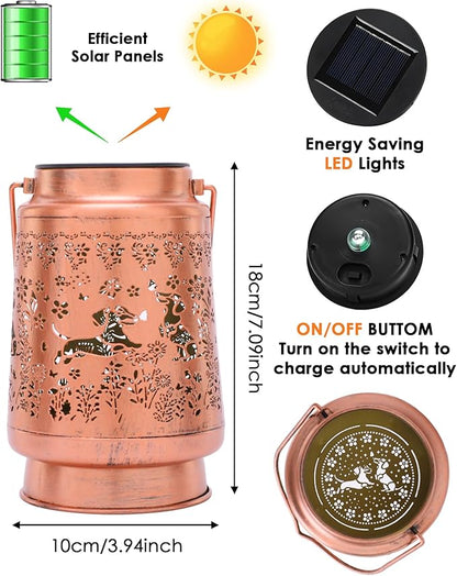 Dachshund Gift Solar Lantern - Metal Animal Hanging Lights Outdoor Hollowed Lighting Lamp Decor for Garden Patio Lawn Balcony Porch Wall Birthday Gifts for Women Mom Grandma Dogs Lover