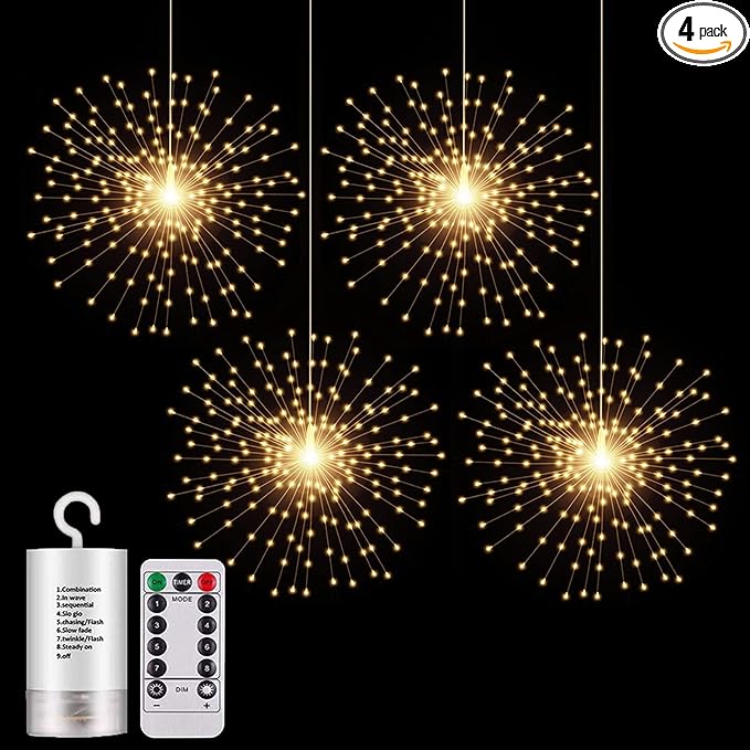 4-Pack Christmas LED String Lights, Waterproof Timer Lights