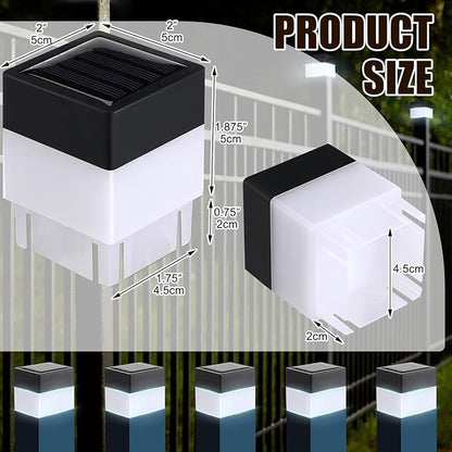 Hicarer 12 Pack Solar Fence Post Cap Lights 2in x 2in Solar Post Cap Fence Lights for Garden, Gazebos, Street Wall (White)