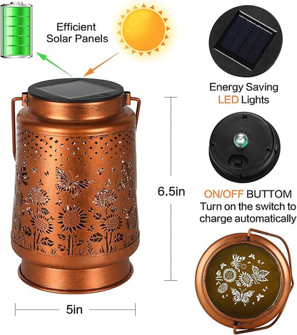 Solar Lanterns Outdoor Waterproof Garden Decor, Metal LED Garden Light Birthday Gifts for Women mom Christmas Gifts for Yard, Patio, Lawn, Tabletop, Pathway, Landscape,Walkway, Terrace(Butterfly)
