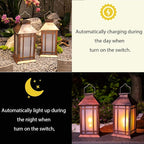 2-Pack Metal Hanging Solar Lanterns for Patio, Waterproof LED