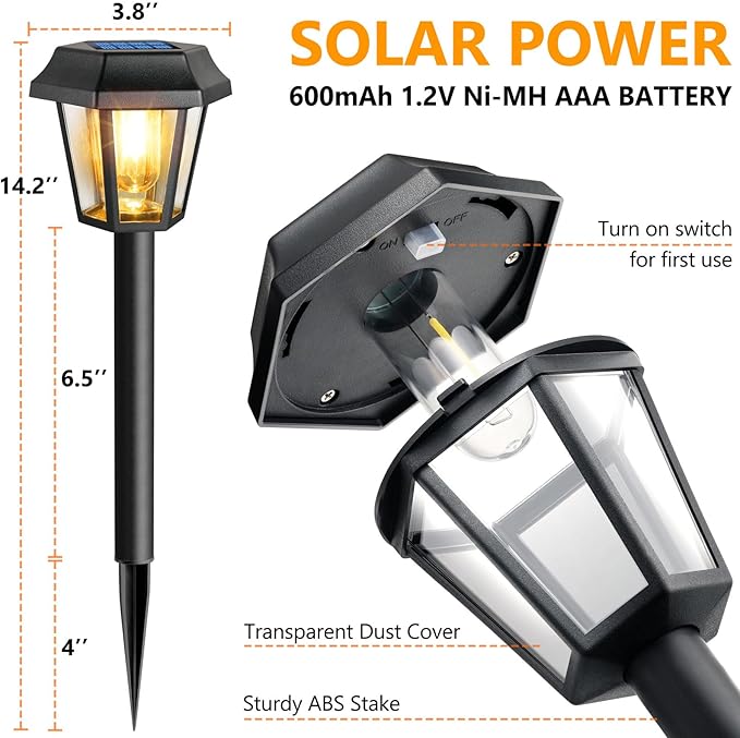12-Pack Solar Pathway Lights, Waterproof LED Garden Lights