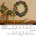 5ft Christmas LED String Lights, Waterproof Timer Lights