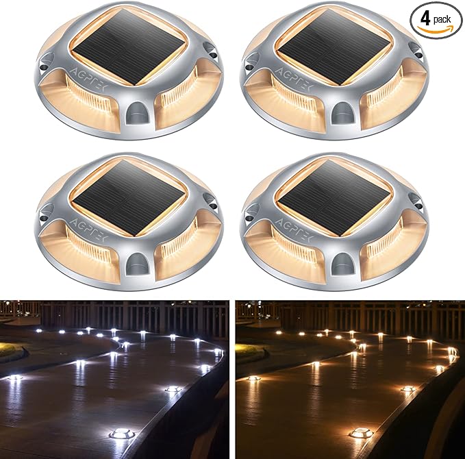 Warm White Solar Pathway Lights 4-Pack, Walkway LED