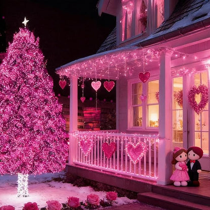 LAMPHOME Pink Christmas String Lights, 100 Count 20Ft Incandescent Mini Valentine's Lights, Waterproof Pink Lights for Indoor Valentine's Day Garland Wedding Party Xmas Tree Galentine's Day Decoration