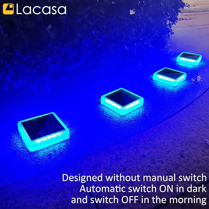4-Pack Blue Solar Yard Lights, Outdoor LED