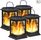 4-Pack Courtyard Solar Backyard Lanterns, Decorative Waterproof LED