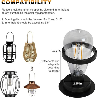 Replacement Solar Light Tops-Solar Light Bulbs for Outside-Solar Lanterns Outdoor Waterproof 2 Pack,One Thing, Three Uses, Multifunctional Size Conversion Or Personalized Hanging