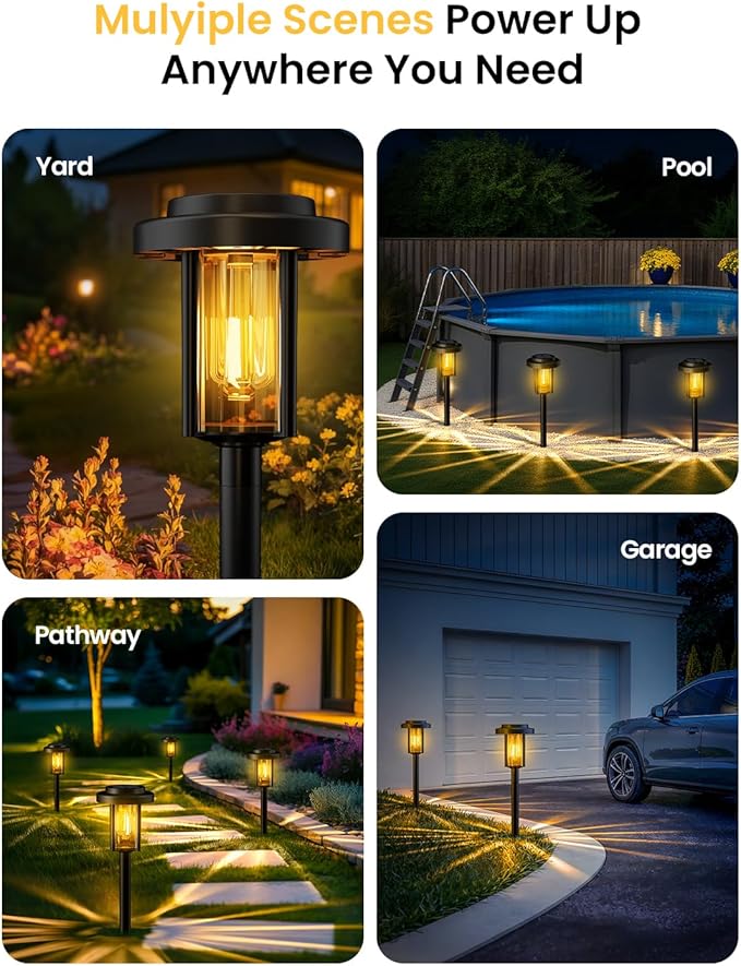 Solar Pathway Lights, 8 Pack Solar Light Outdoor IP65 Waterproof, Garden Lights Solar Powered, Outside Decor Landscape Lighting for Yard, Path, Driveway, Walkway (Warm White)
