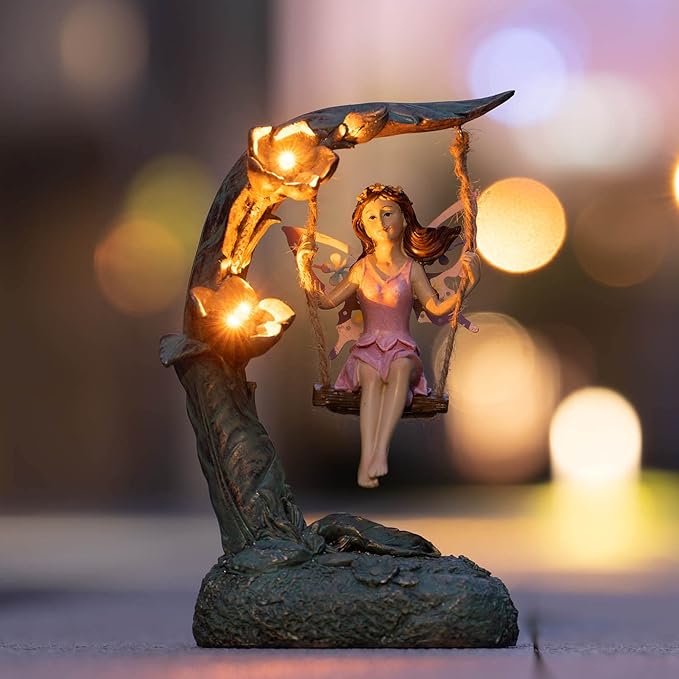 9.05" Flower Solar Lawn Figurine Light, Waterproof