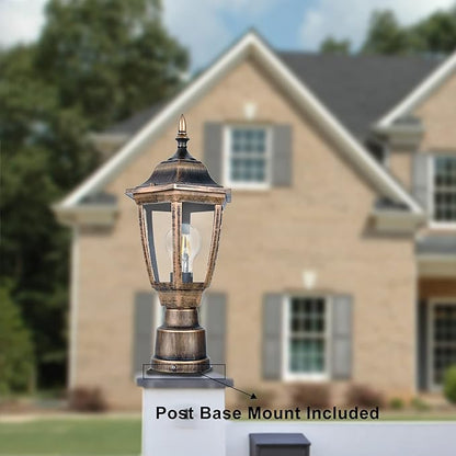FUDESY Outdoor Post Lights, Electric Exterior Lamp Post Light Fixture with Pier Mount Base, LED Bulb Included, Anti Corrosion Plastic Materials, 2-Pack Pole Lanterns for Garden, Patio, Pathway