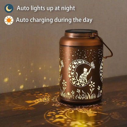 Mothers Day Gifts for Mom Grandma - Birthday Gifts for Women, Cat Solar Lights Outdoor Waterproof, Decorations Outside for Yard, Garden Decor Solar Lantern