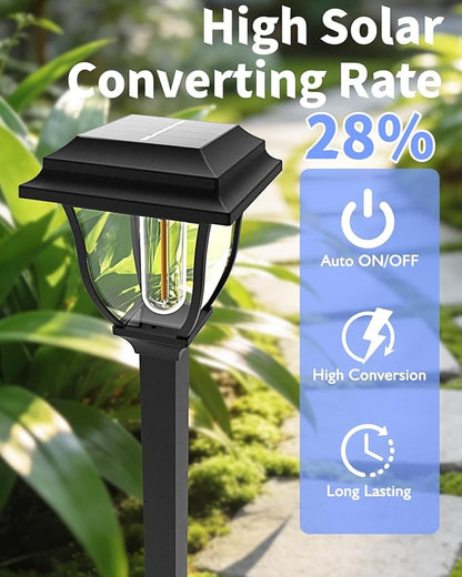 Solar Pathway Lights 12 Pack Outdoor 3000K Bright Auto On/Off Solar Garden Lights Long Lasting Solar Powered Landscape Light for Path Yard Walkway Lawn Driveway Decor Lighting - Warm White