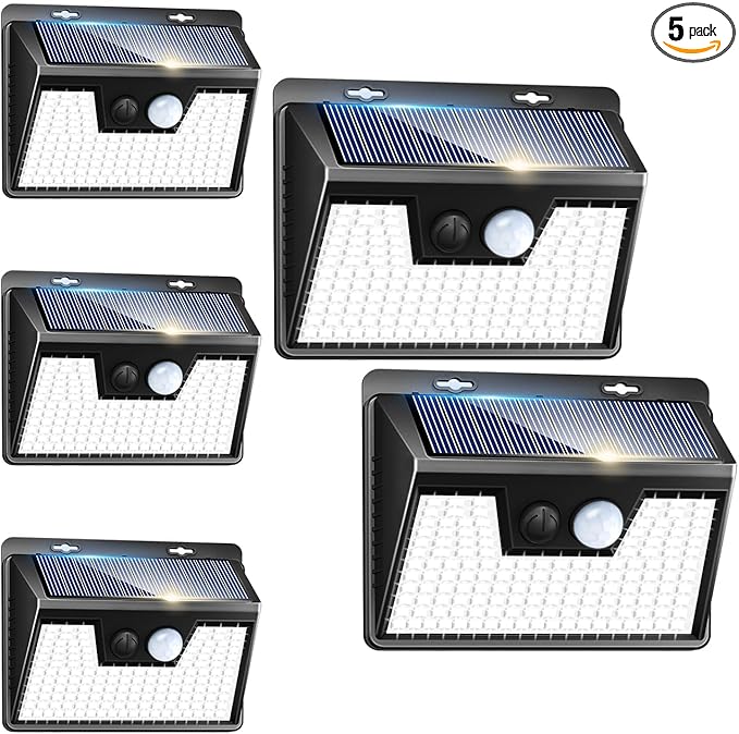 Solar Motion Sensor Step Lights 5-Pack, Waterproof Deck