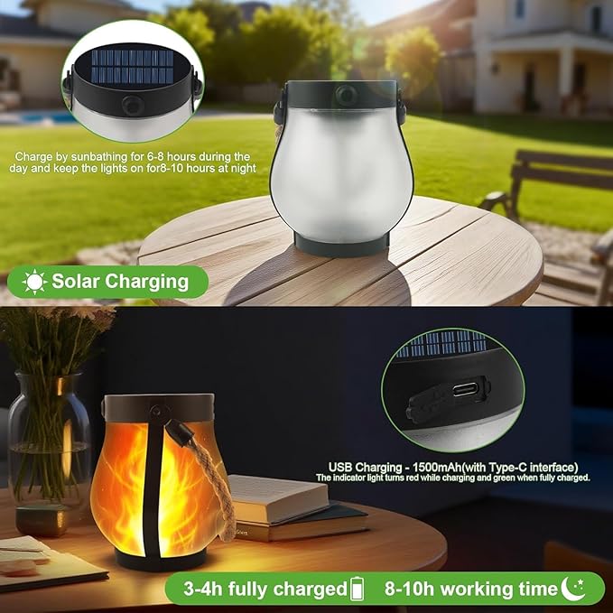 2-Pack Backyard Solar Lanterns, Waterproof LED Outdoor Lights