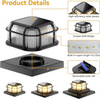 12-Pack Black Solar Patio Post Lights, Outdoor LED Caps