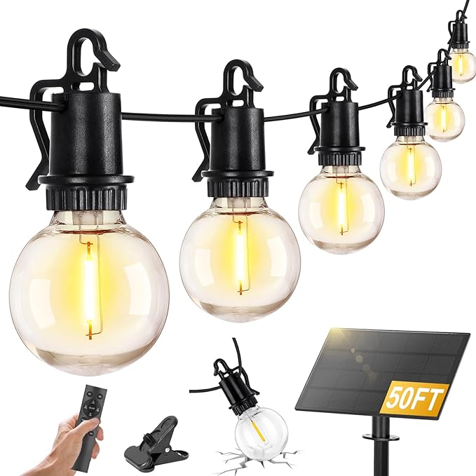 50ft Edison Bulb Patio String Lights, Waterproof