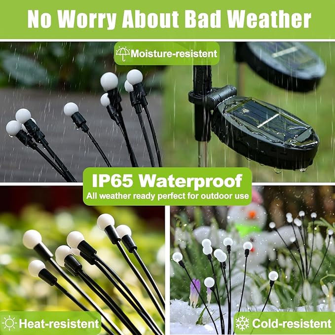Flumy Solar Garden Lights Outdoor - 6 Pack 48 LED Firefly Lights Waterproof, Garden Decorations for Yard Patio Pathway Lawn Outside, Unique Gifts for Grandma Women, Solar Decor Warm White