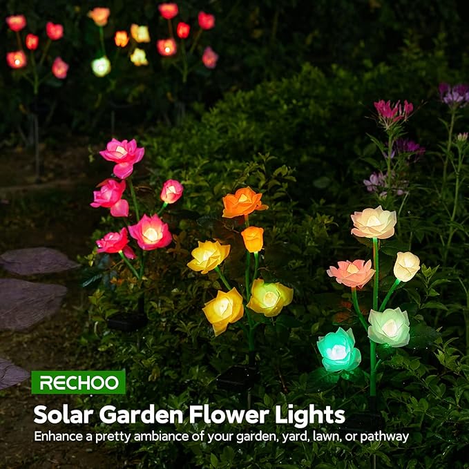 3-Pack Solar Pathway Lights, Waterproof LED Walkway Lights