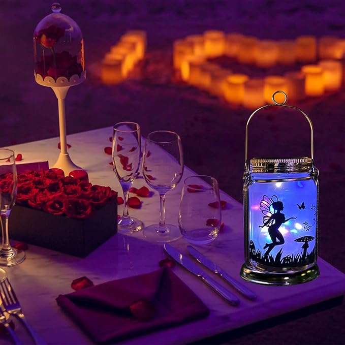 4 Pack Solar Fairy Lantern for Garden Decorations -Mothers Day Gifts for Mom Women Grandma Birthday Outdoor Ornaments Decorations Hanging Lamp Frosted Glass Jar with Stake for Yard Patio Lawn