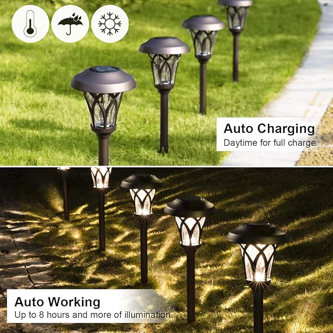 6-Pack IP65 Solar Landscape Lights for Yard