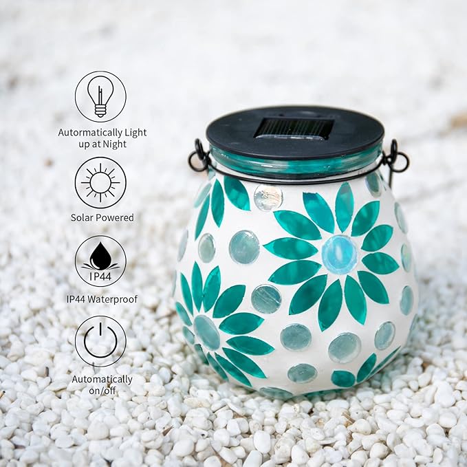 Mosaic Solar Outdoor Lanterns, Charming Waterproof LED