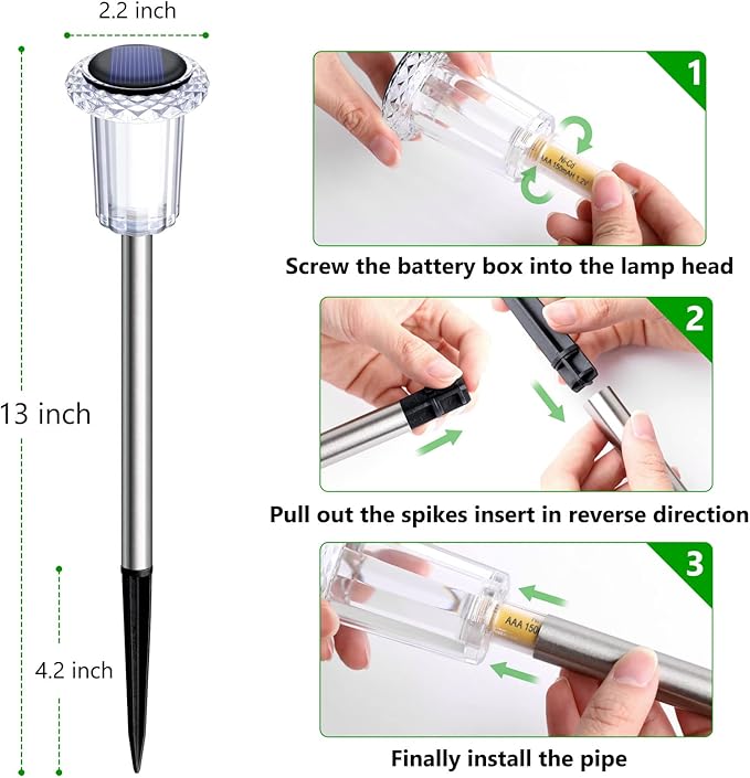 Cold White Solar Pathway Lights 15-Pack, Walkway LED