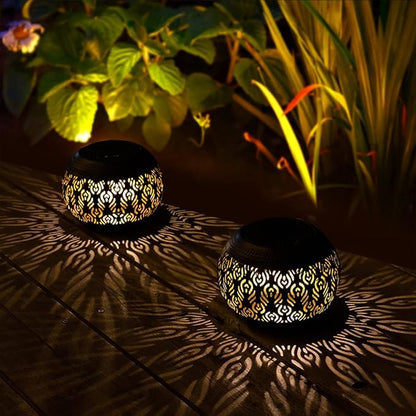 Solar Table Lanterns Outdoor Waterproof - LED Lamp Black Peacock Feather Metal Tabletop Light Solar Powered Decorative Lantern for Indoor Desk Bedroom Patio Garden Pathway Yard (1 Pack)