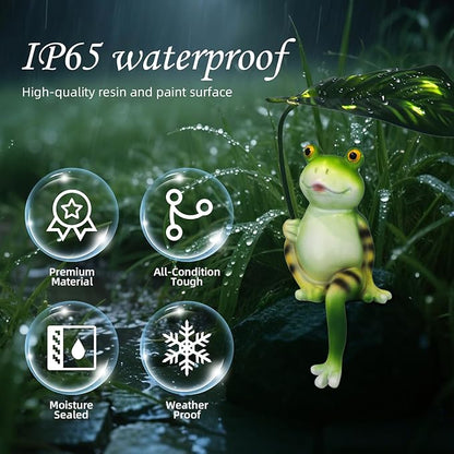 Solar Garden Statues Frog Garden Decor Figurine Lights with Umbrella for Outside,Yard Decorations Outdoor Patio Decor,Gardening Gifts for Women Mother's Day