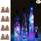 8-Pack 20 LED Wine Bottle Fairy Lights, Solar Cork