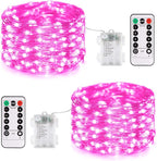 2-Pack 66ft Christmas LED String Lights, Waterproof Timer Lights