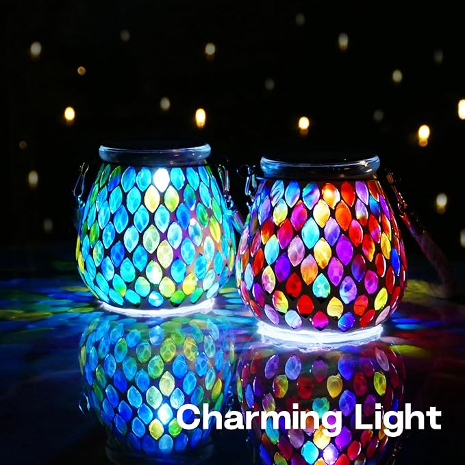 Mosaic Solar Lanterns, Waterproof LED Porch Lights