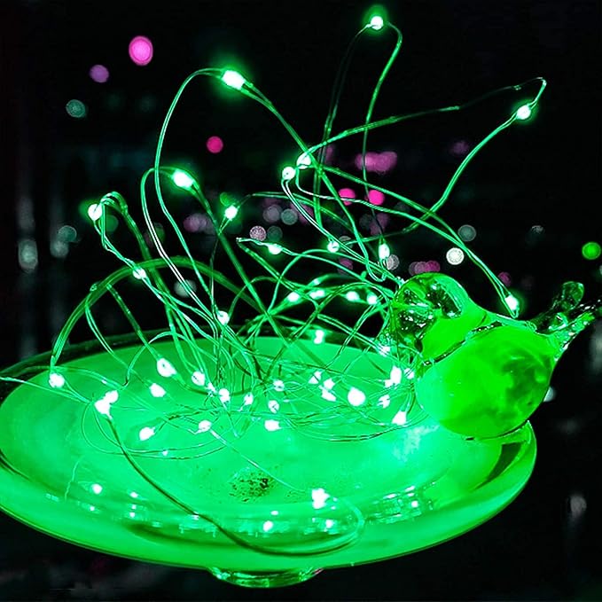 10 Pack Green Fairy Lights 9.8' 30 LED Mini String Lights for Crafts, Christmas, Wedding, St Patrick's Day, Party, Costume Decoration