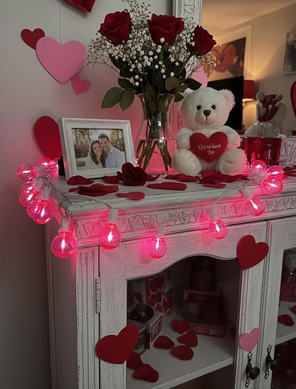 25FT G40 LED Outdoor Valentine's Day String Lights, Pink Valentine's Day Decorations Lights with 27 Shatterproof Pink Globe Bulbs, Hanging Patio Lights Waterproof for Holiday Backyard Party Garden