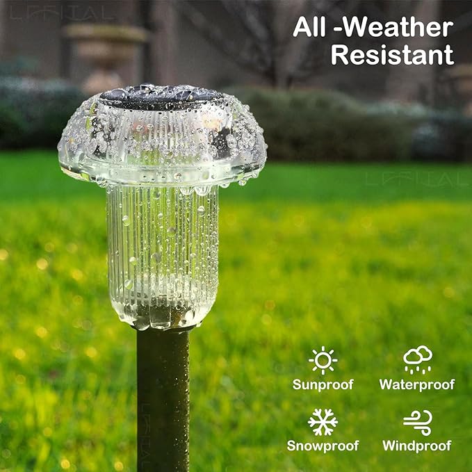 Solar Pathway Lights Outdoor 16 Pack Solar Mushroom Lights Outdoor Outside LED Lighting Stake Waterproof for Path, Lawn, Garden,Driveway, Landscape,Backyard,Courtyard(Warm White)