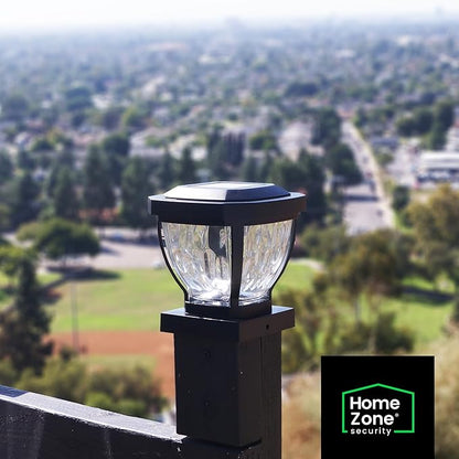 Home Zone Security Solar Post Cap Lights - Decorative Glass LED Outdoor Fits 3.5 x 3.5 in. Post Lights, Black (12-Pack)