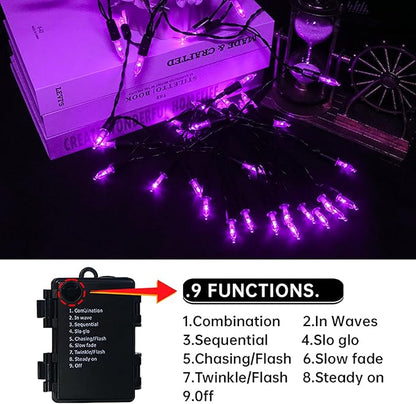 2-Pack Halloween String Lights, 50 LED Waterproof Twinkle Lights