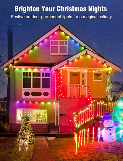 Permanent Outdoor Lights 250FT RGBIC LED Smart LED Lights, App/Remote Control IP68 Waterproof for Holiday Decor, 50 Scene Modes, DIY Lights Color Lighting Timing for Christmas Halloween Party