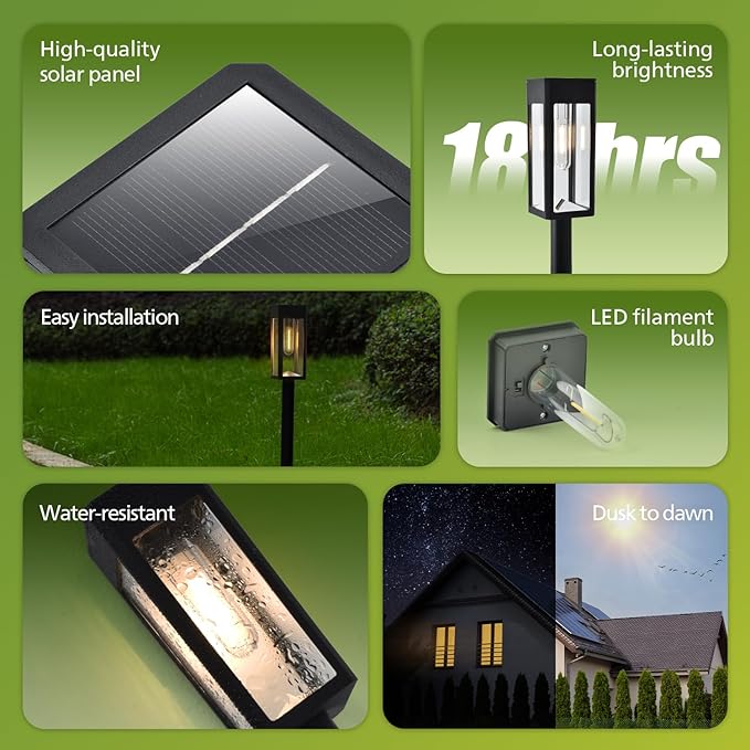 8-Pack Warm White Solar Path Lights, Outdoor Garden LED