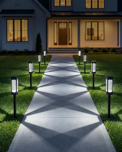 Solar Pathway Lights Outdoor 6 Pack, Upgraded Brighter 6 Inch extended filament Solar Garden Lights, Waterproof Up to 15 Hrs Lighting for Yard Garden Walkway Driveway Landscape Patio Decor （White）