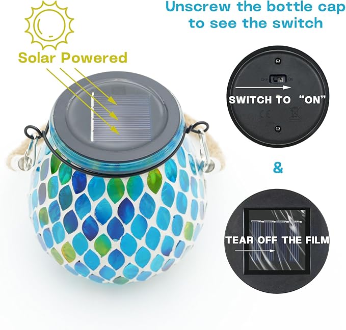 Mosaic Solar Lanterns, Waterproof LED Porch Lights