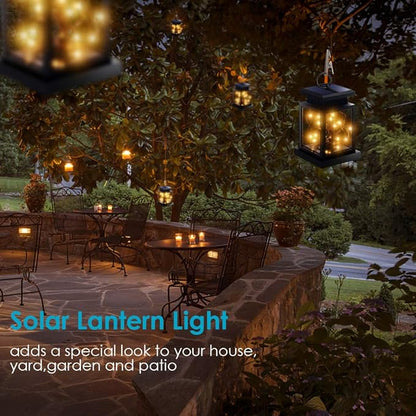 TOPCHANCES Solar Mason Jar Lights, Outdoor Lantern Hanging Lights Lamp Solar String Lights,IP44 Waterproof, Built-in 600 mAh Rechargeable Battery for Garden Patio Courtyard (Stars)