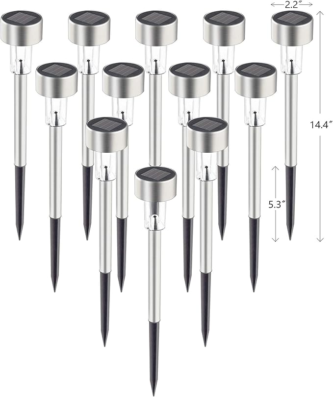 12-Pack Solar Pathway Lights, IP44 Waterproof LED Garden Lights