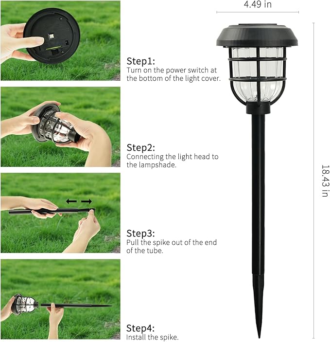 Solar Pathway Lights Outdoor, 8 Pack Bright LED Stake Lights, Waterproof IP65, Auto On Off Dusk to Dawn, Long-Lasting Battery (1000mAh), Up to 12 Hours Lighting for Walkway, Yard & Garden Decor
