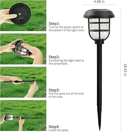 Solar Pathway Lights Outdoor, 8 Pack Bright LED Stake Lights, Waterproof IP65, Auto On Off Dusk to Dawn, Long-Lasting Battery (1000mAh), Up to 12 Hours Lighting for Walkway, Yard & Garden Decor