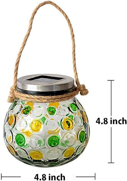 EpicGadget Outdoor Solar Globe Mason Jar Hanging Light - Solar Light LED Mason Jar Waterproof Solar Table Lamp Glass Garden Globe Light for Walkway Pathway Backyard Decoration Parties (Green/Yellow)