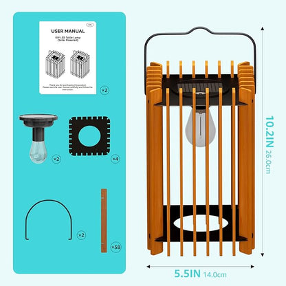 2 Pack 13" Solar Lantern Outdoor Waterproof IP44 Outside Lights LED Hanging Rattan Lamp for Patio Garden Decor Porch Yard Table Top Decorative