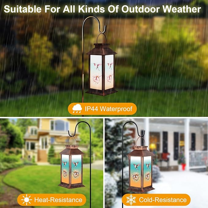Solar Lanterns for Garden Decor,Waterproof Design Ideal Birthday Gifts for Women, Mom, and Grandma Solar LED Hanging Lights for Yard, Patio, Lawn, and Porch(Hummingbird)