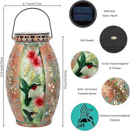 STARSOUL Solar Lantern Outdoor Waterproof, Hanging Solar Lantern for Patio Garden Yard Decor, Hummingbird Garden Decor, Hummingbird Gift for Women